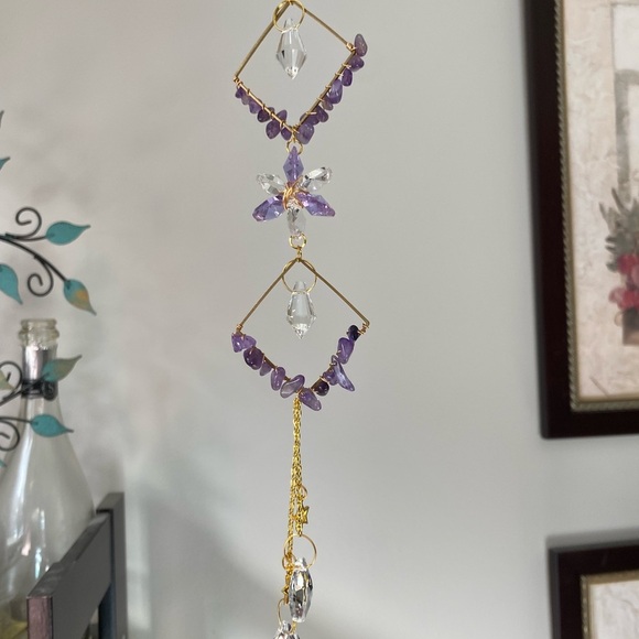 Purple amethyst, gold toned suncatcher - Picture 1 of 3